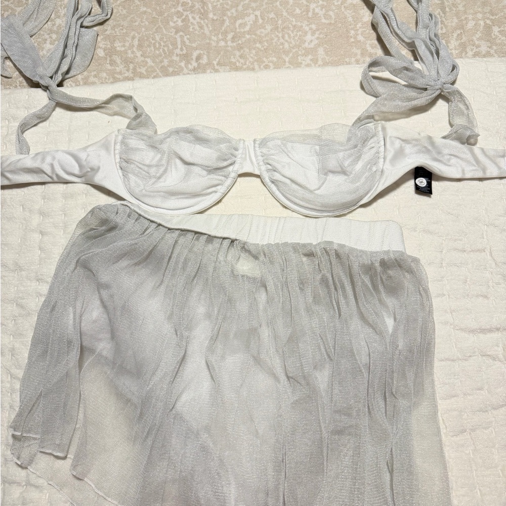 White and Silver  Two-Piece Beach Riot Set